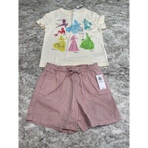 Old Navy Girls 4T Disney Princess Short Sleeve Tee T-Shirt & Shorts New NWT